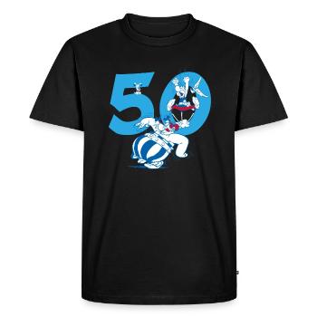Asterix & Obelix 50th Birthday Design - Men's Premium Organic T-Shirt - black - Front - Nico (187cm)