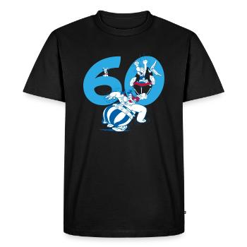 Asterix & Obelix Motif Du 60e Anniversaire - T-shirt Premium bio Homme - noir - Devant - Nico (187cm)