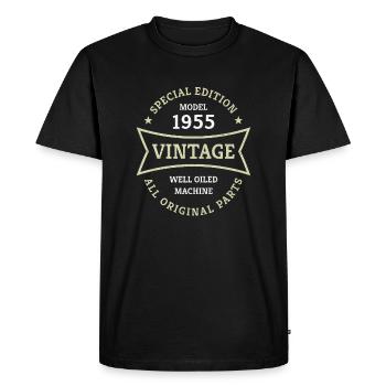 70th Birthday Year 1955 Vintage 70 Years - Men's Premium Organic T-Shirt - black - Front - Nico (187cm)
