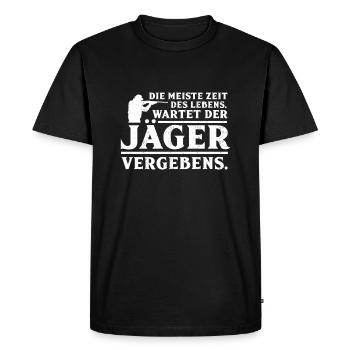 Jäger auf der Jagd wartet vergebens - Männer Premium Bio T-Shirt - Schwarz - Vorne - Nico (187cm)