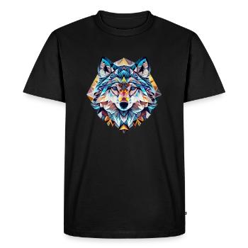 Faune gemmétrique, loup, géo sauvage - T-shirt Premium bio Homme - noir - Devant - Nico (187cm)
