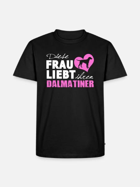Dalmatiner - Frau liebt - Männer Premium Bio T-Shirt - Schwarz