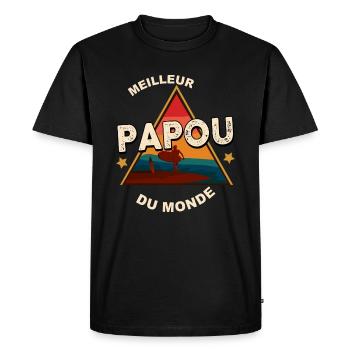 Meilleur Papou du monde - T-shirt Premium bio Homme - noir - Devant - Nico (187cm)