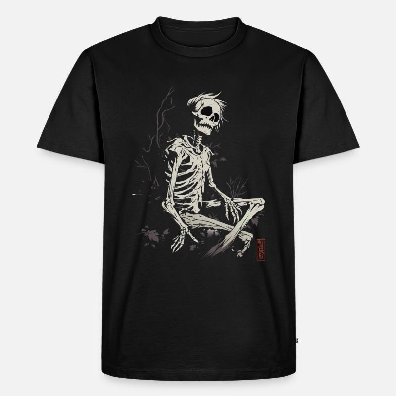 Sitting Skeleton - Männer Premium Bio T-Shirt - Schwarz