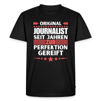 Journaliste mûri à la perfection - T-shirt Premium bio Homme - noir - Devant - Nico (187cm)