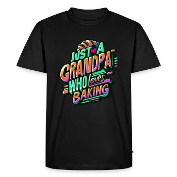 Papi est boulanger, notre papy aime cuisiner - T-shirt Premium bio Homme - noir - Devant - Nico (187cm)