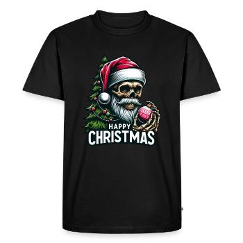 Crâne de Père Noël avec ornement de Noël - T-shirt Premium bio Homme - noir - Devant - Nico (187cm)