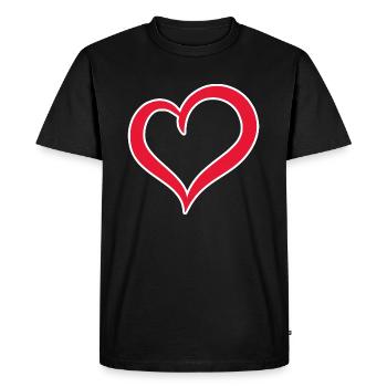Rouge cœur avec bordure blanche - T-shirt Premium bio Homme - noir - Devant - Nico (187cm)