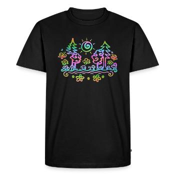 Colorful Forest, Nature, Hiking, Summer, Sun, Flowers - Men's Premium Organic T-Shirt - black - Front - Nico (187cm)
