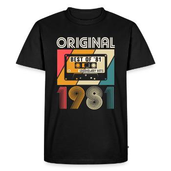 Jahrgang 1981 geboren Retro Geburtstag Best of '81 - Männer Premium Bio T-Shirt - Schwarz - Vorne - Nico (187cm)