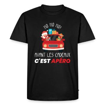 pull moche noël humour idée cadeau vêtement famill - T-shirt Premium bio Homme - noir - Devant - Nico (187cm)