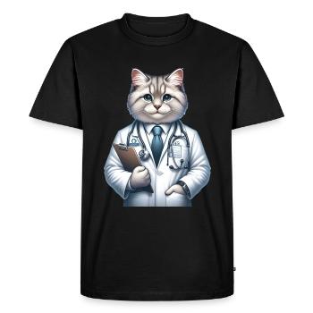 Cute Cat Doctor - Men's Premium Organic T-Shirt - black - Front - Nico (187cm)