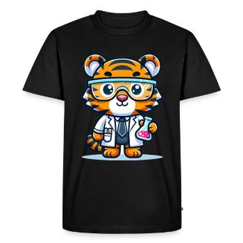 Scientifique tigre mignon - T-shirt Premium bio Homme - noir - Devant - Nico (187cm)