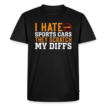 Je déteste les voitures de sport, elles rayent mes diffs - T-shirt Premium bio Homme - noir - Devant - Nico (187cm)