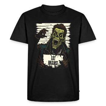 Eat Brains - Illustration zombie amusante - T-shirt Premium bio Homme - noir - Devant - Nico (187cm)