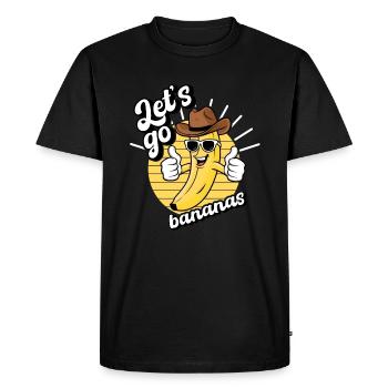 Funny Let's Go Bananas Cowboy Banana - Men's Premium Organic T-Shirt - black - Front - Nico (187cm)