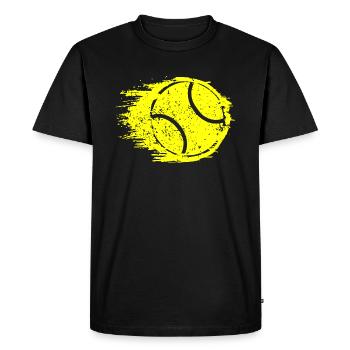 Balle de Tennis Jaune Design Hoodie Turin Final - T-shirt Premium bio Homme - noir - Devant - Nico (187cm)