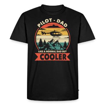 Pilote papa comme un papa normal mais plus cool - T-shirt Premium bio Homme - noir - Devant - Nico (187cm)