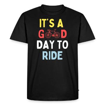 Cadeau de vélo, Amateur de vélo, C’est une bonne journée pour rouler - T-shirt Premium bio Homme - noir - Devant - Nico (187cm)