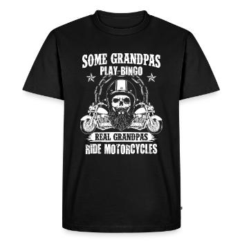 Motocyclettes Real Grandpas Ride - Moto grand-père - T-shirt Premium bio Homme - noir - Devant - Nico (187cm)