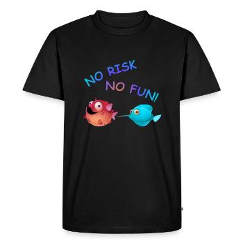 Poisson sphérique - no risk - no fun ! - T-shirt Premium bio Homme - noir - Devant - Nico (187cm)