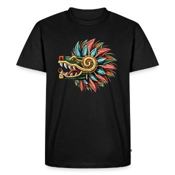 Quetzalcoatl Dieu Serpent à plumes aztèque - T-shirt Premium bio Homme - noir - Devant - Nico (187cm)