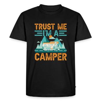 Camping Van Life Camping-car Camping-car Cadeau Montagnes - T-shirt Premium bio Homme - noir - Devant - Nico (187cm)