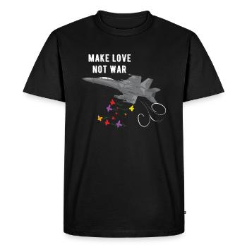 Faire l'amour pas fighter jet bombarder des fleurs - T-shirt Premium bio Homme - noir - Devant - Nico (187cm)