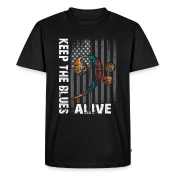 Le blues lives vintage blues design - T-shirt Premium bio Homme - noir - Devant - Nico (187cm)