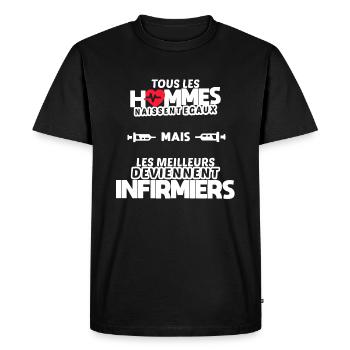 Cadeau humour infirmier - T-shirt Premium bio Homme - noir - Devant - Nico (187cm)