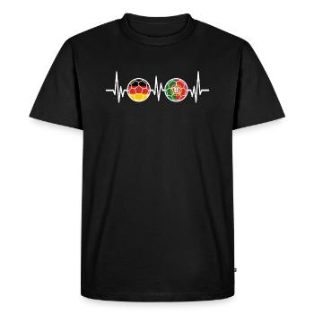 Soccer Germany Portugal heartbeat - Men's Premium Organic T-Shirt - black - Front - Nico (187cm)