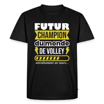 Futur champion du monde de volley,Sport,Humour - T-shirt Premium bio Homme - noir - Devant - Nico (187cm)