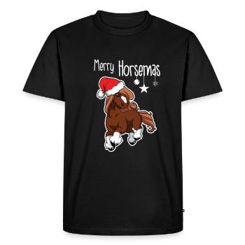 Joyeux Noël Santa Horse poney vacances Art mignon - T-shirt Premium bio Homme - noir - Devant - Nico (187cm)