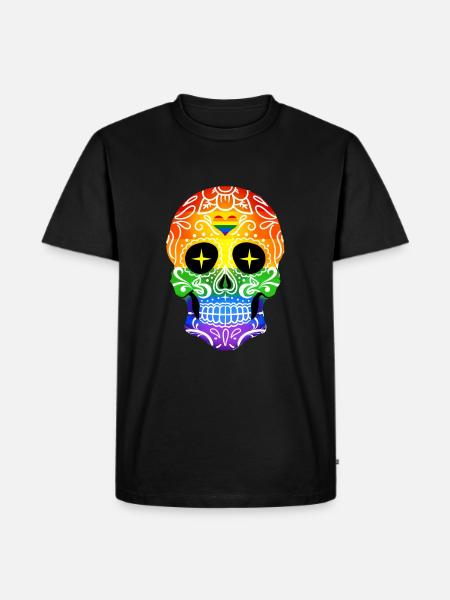 Sugar Skull Gay Pride - Men's Premium Organic T-Shirt - black