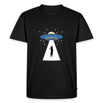 Alien UFO cats - Men's Premium Organic T-Shirt - black - Front - Nico (187cm)