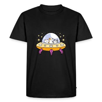 Chats Amoureux des chats Ufo - T-shirt Premium bio Homme - noir - Devant - Nico (187cm)