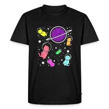 Cats in Space Astronauts Cat - Men's Premium Organic T-Shirt - black - Front - Nico (187cm)