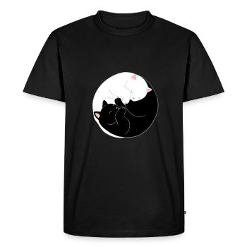 Yin et Yang chat - T-shirt Premium bio Homme - noir - Devant - Nico (187cm)