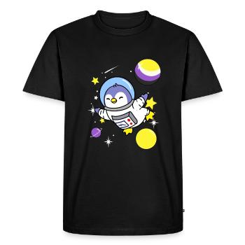 Nonbinary penguin in space Nonbinary Pride - Men's Premium Organic T-Shirt - black - Front - Nico (187cm)