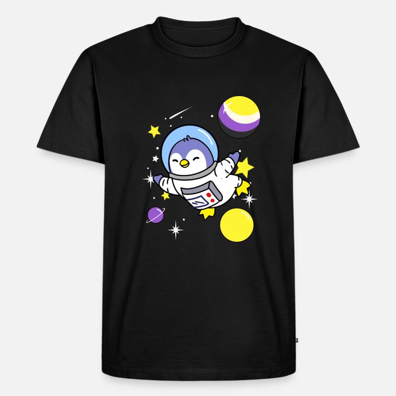 Nonbinary penguin in space Nonbinary Pride - Maglietta ecologica premium da uomo - nero