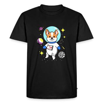 Nonbinary corgi in space Nonbinary Pride - Men's Premium Organic T-Shirt - black - Front - Nico (187cm)