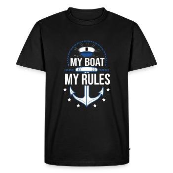 My Boat My Rules Gift Boat Owners - Men's Premium Organic T-Shirt - black - Front - Nico (187cm)