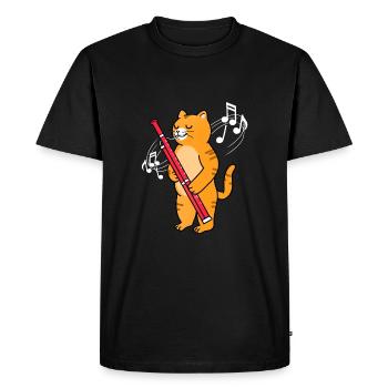 Cat plays bassoon for bassoonist - Men's Premium Organic T-Shirt - black - Front - Nico (187cm)