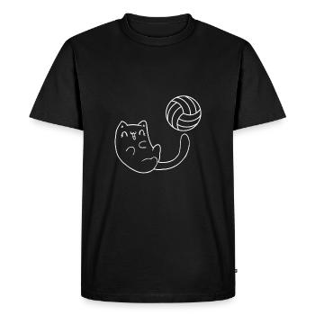 Chat mignon joue au volleyball - T-shirt Premium bio Homme - noir - Devant - Nico (187cm)