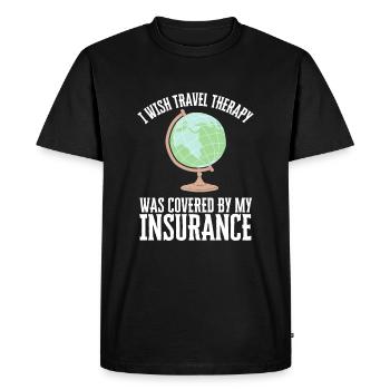 Voyage Monde Randonnée Aventure Vacances - T-shirt Premium bio Homme - noir - Devant - Nico (187cm)