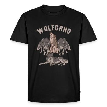 Wolfgang First name Wortspiel Wölfe WOLF GANG - Men's Premium Organic T-Shirt - black - Front - Nico (187cm)