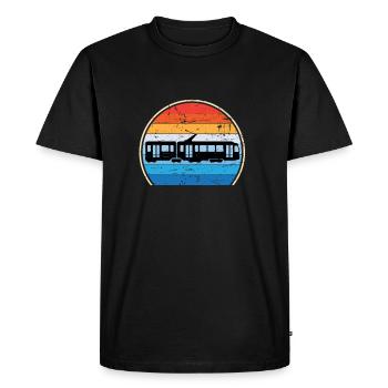 Tram Véhicule Train Tramway Trolley Téléphérique - T-shirt Premium bio Homme - noir - Devant - Nico (187cm)