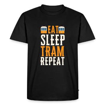 Tram Véhicule Train Tramway Trolley Téléphérique - T-shirt Premium bio Homme - noir - Devant - Nico (187cm)