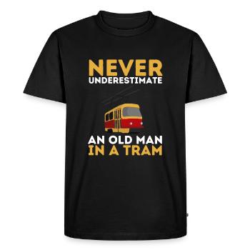 Tram Véhicule Train Tramway Trolley Téléphérique - T-shirt Premium bio Homme - noir - Devant - Nico (187cm)