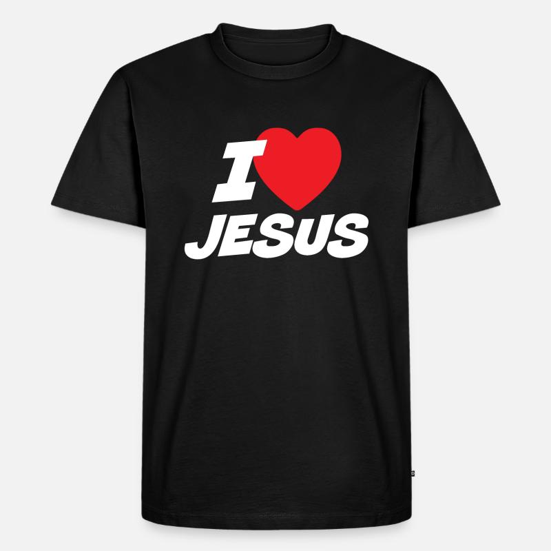 Ich liebe Jesus - Männer Premium Bio T-Shirt - Schwarz